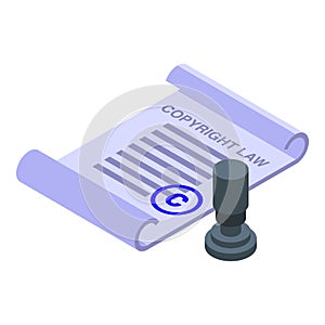 Copyright law paper icon isometric vector. Legal protection