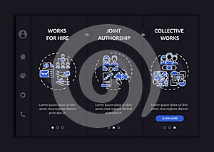 Copyright law specific rules onboarding vector template