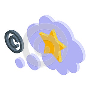 Copyright law star cloud icon isometric vector. Protection legal