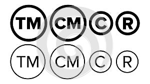 Copyright And Registered Trademark Icon Set Vector