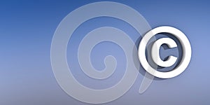 Copyright sign on blue background