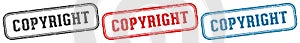 copyright stamp. copyright rectangular stamp set isolated on white background