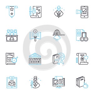 Copyright statute linear icons set. Ownership, Licensing, Infringement, Intellectual property, Exclusive, Trademark