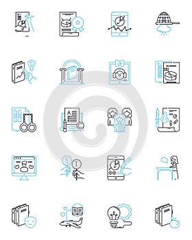 Copyright statute linear icons set. Ownership, Licensing, Infringement, Intellectual property, Exclusive, Trademark photo