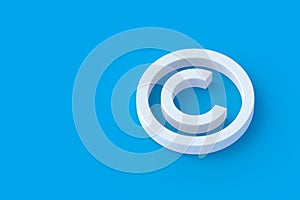 Copyright symbol on blue background