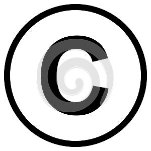 Copyright symbol, C mark, vector illustration.