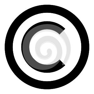 Copyright symbol icon black color illustration flat style simple image