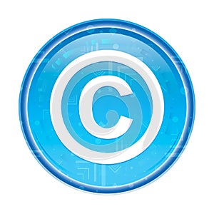 Copyright symbol icon floral blue round button