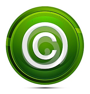 Copyright symbol icon glassy green round button illustration