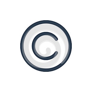 Copyright symbol isolated on transparent background. vector line art