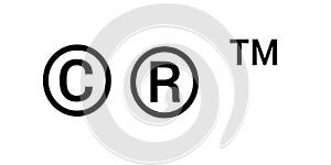 Copyright symbol,sign, logo or trademark isolated on white background.