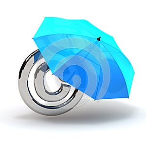 Copyright symbol with umbrella protection blau.