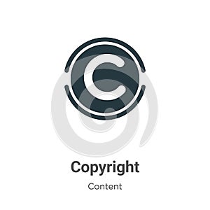 Copyright vector icon on white background. Flat vector copyright icon symbol sign from modern content collection for mobile