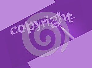 Copyright word in yelow on black and pencil besides. Trademark Identity Owner Legal Concept