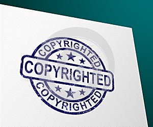 Copyrighted icon concept means protected and trademark property - 3d illustration photo