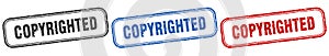 copyrighted square isolated sign set. copyrighted stamp.