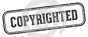 copyrighted stamp. copyrighted rectangular stamp on white background