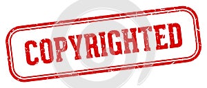 copyrighted stamp. copyrighted rectangular stamp on white background