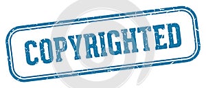 copyrighted stamp. copyrighted rectangular stamp on white background