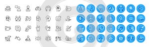Copyrighter, Wedding rings and Painter line icons pack. For web app. Color icon buttons. Vector photo