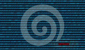 Copyrights detected in binary code. Copyright Detection Property infringements Concept. Copyright auto-detection software