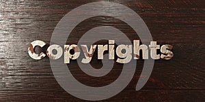 Copyrights - grungy wooden headline on Maple - 3D rendered royalty free stock image