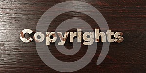 Copyrights - grungy wooden headline on Maple - 3D rendered royalty free stock image photo