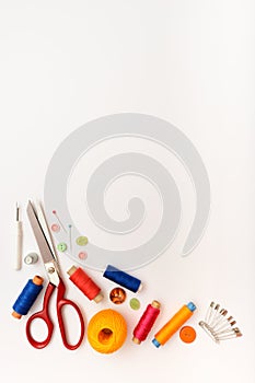 Copyspace frame with sewing tools and accesories