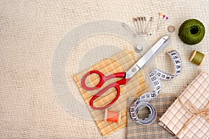 Copyspace frame with sewing tools and accesories