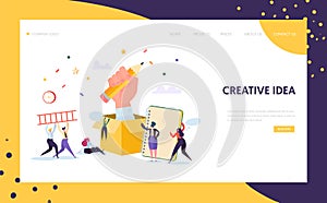 Copywriter Creative Pencil Idea Landing Page. Business Creativity Concept for Website or Web Page. Blog Advertising