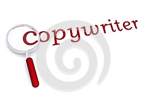 Copywriter with magnifying glass