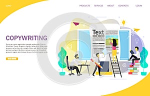 Copywriting blogging landing page website vector template