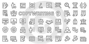 Copywriting icons in line design. Copywriting, business, content, copy, copywriter, advertising, website isolated on