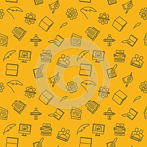 Copywriting and Rewriting vector yellow seamless pattern