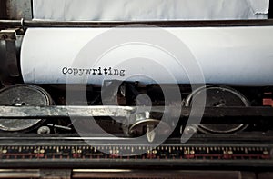 copywriting typed on an old typewriter
