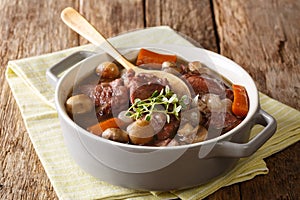 Coq au vin - french food slowly cooked with wine and vegeta