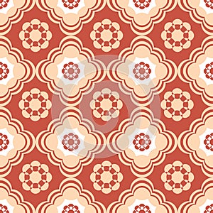 Coral and Beige Floral Seamless Pattern