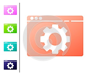 Coral Browser setting icon isolated on white background. Adjusting, service, maintenance, repair, fixing. Set color