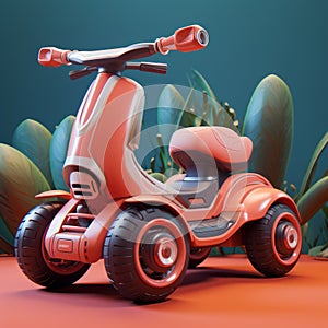 Coral Cartoon Scooter: Overwatch Style 3d Cgi Art