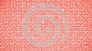 Coral color crystal glitter texture background. Glittery shiny lights. 16:9