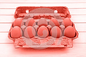 Coral colored Easter eggs box decoration