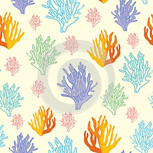 Coral colorful seamless pattern