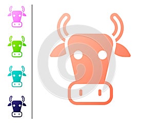 Coral Cow icon isolated on white background. Set color icons. Vector