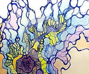 Coral flower. Abstract neuro art for illustration or background