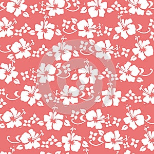 Coral hibiscus pattern