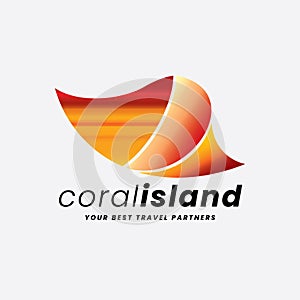 Coral Island Travel Aquatic Seashell Logo