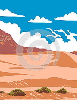 Coral Pink Sand Dunes State Park in Kane County Utah USA WPA Art Poster