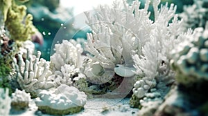 A coral reef affected by bleaching showing signs of damage caused by changes in the pH of ocean water due to Oceanic acidosis. photo