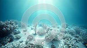 A coral reef bleached white, with dead coral