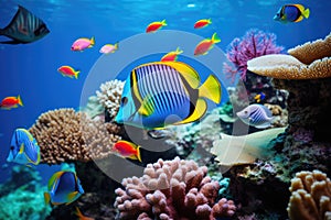 Coral reef fishes in sea